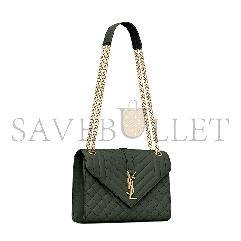YSL ENVELOPE MEDIUM IN QUILTED GRAIN DE POUDRE EMBOSSED LEATHER 600185BOW913045 (24*17.5*6cm)